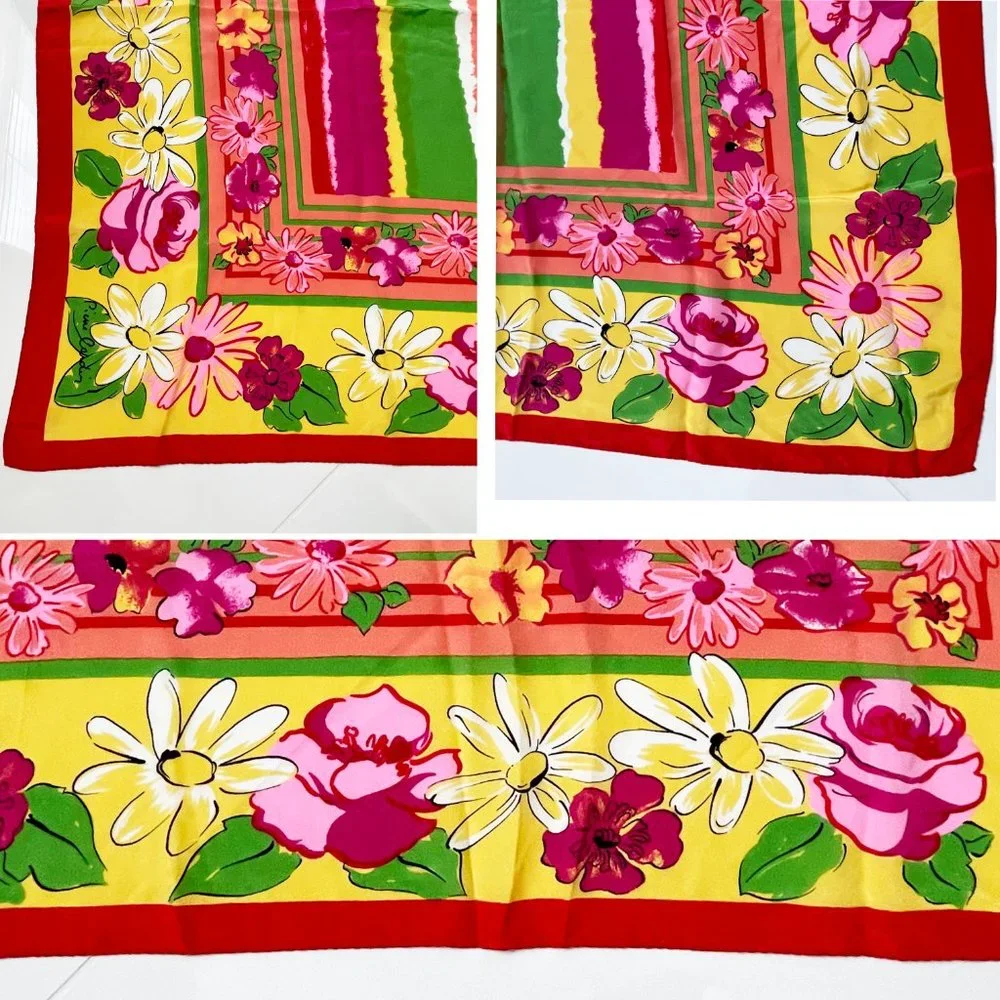 Pierre Cardin Silk Scarf Shawl Florals Vintage